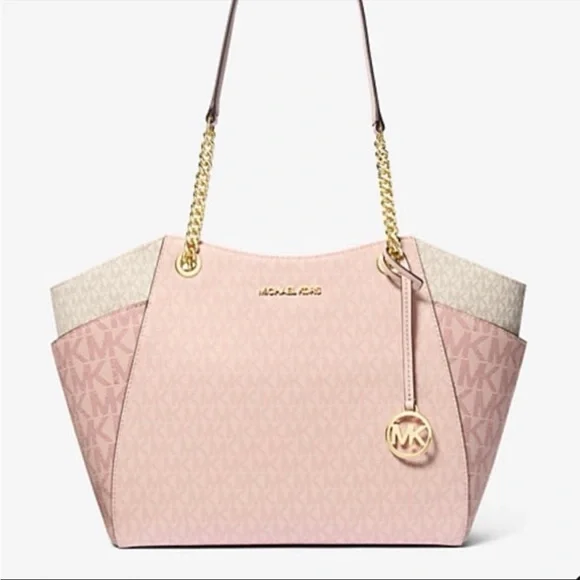 MICHAEL KORS Jet Set Travel Large Signature Chain Shoulder Tote Bag pink - Picture 2 of 8